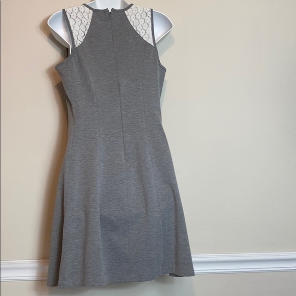 Loft Outlet Gray Dress With Creme Lace Size 4 - Picture 3 of 7